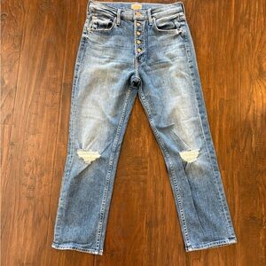 MOTHER The Pixie Tomcat Crop Jean in Not Cut & Pasted Wash Size 27